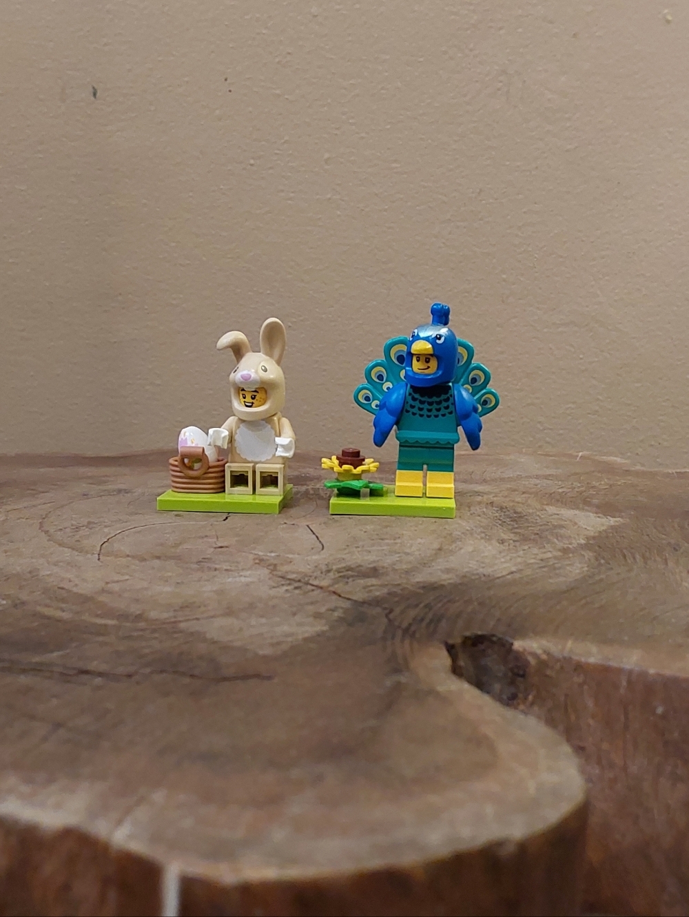 Lego Bunny and Peacock Minifigure Pair - White and Blue